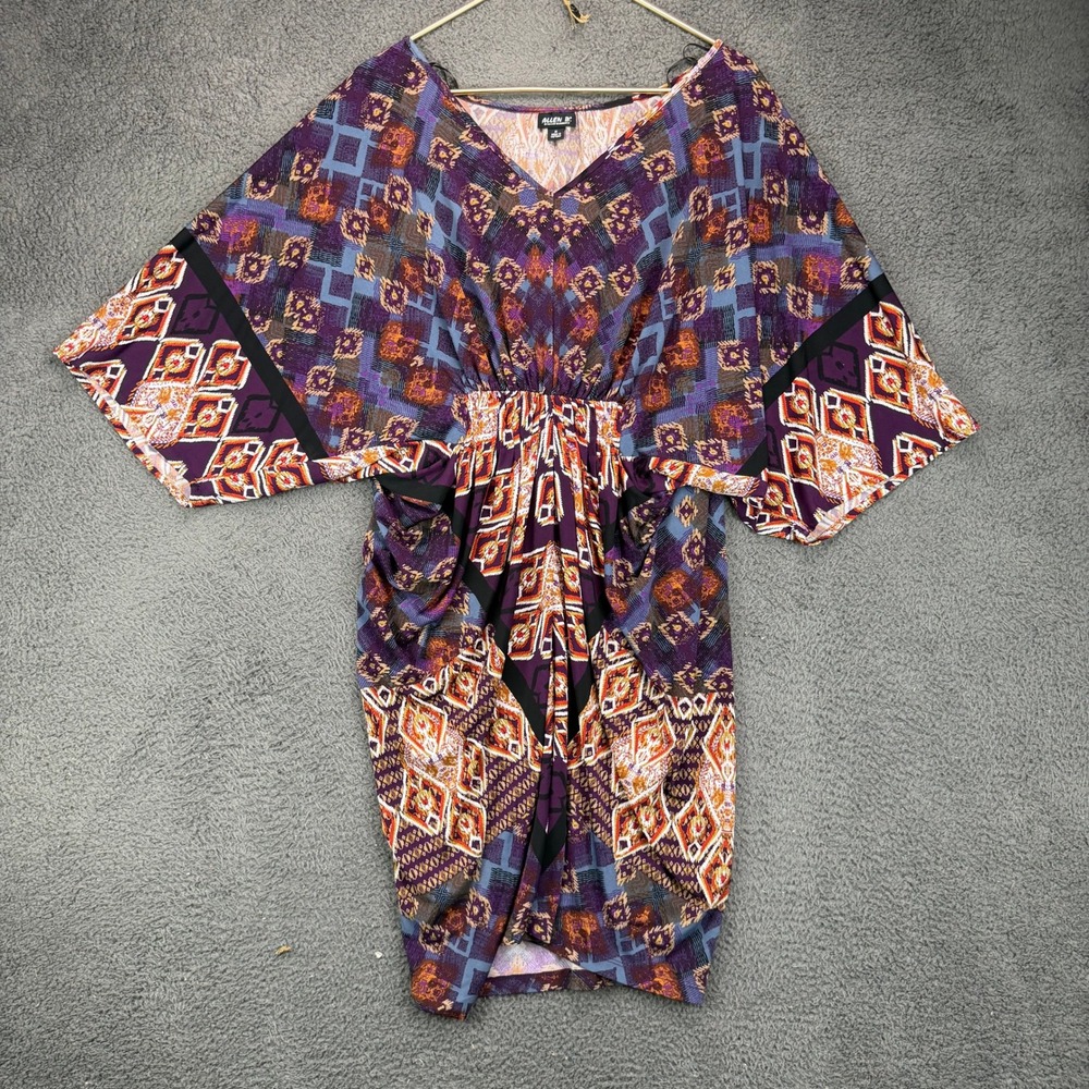 Allen B by Allen Schwartz Womens Purple Geometric Kimono Sleeve Dress Medium